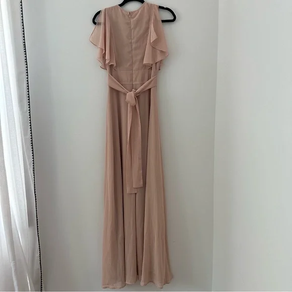 Lulu’s Dearly Loved Blush Pink Flutter Sleeve Maxi Dress Bridesmaids - Picture 7 of 11